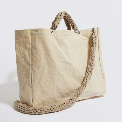 “Mama Canvas Over-sized” cotton canvas gym tote bag beige
