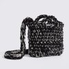 “Annabella cotton + wool” shoulder bag with waterproof pouch black + white
