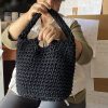 “Apollon cotton” crochet bucket bag with waterproof pouch black