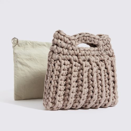 “Ionio” crochet handbag with waterproof pouch beige