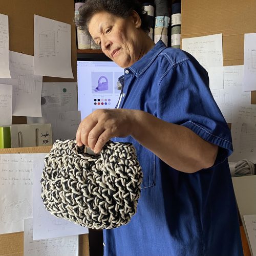 “Nadia cotton” handbag with waterproof pouch