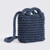 “Voukola cotton” crochet crossbody bag with waterproof pouch denim blue